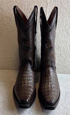 Cuadra Men's Caiman Leather Narrow Square Toe Boots Size 7 EE Brown 72770